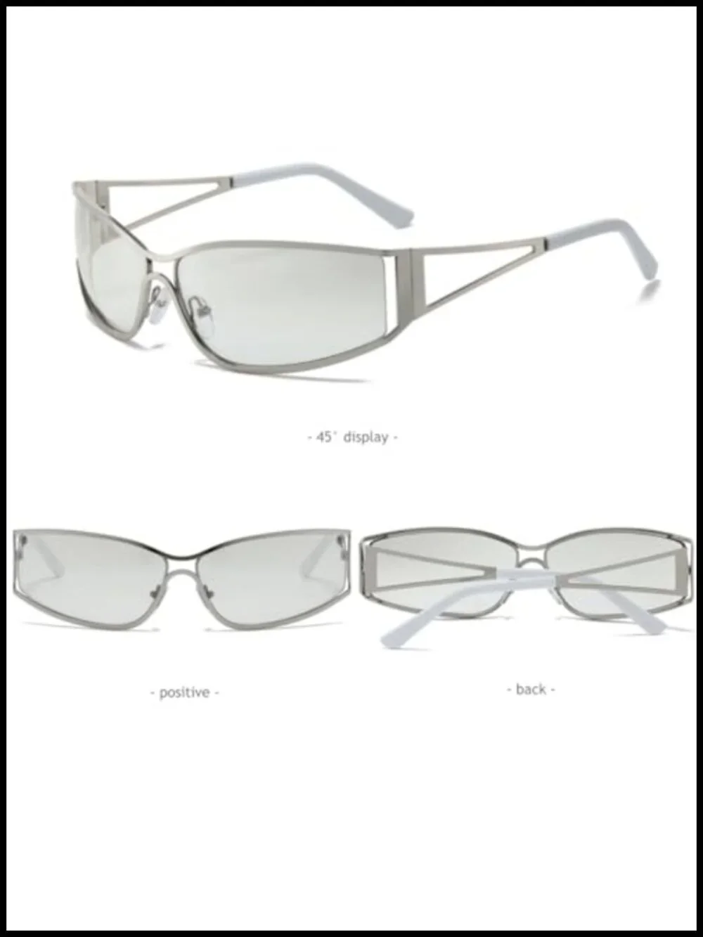 Y2K Oval Metal Frame Wrap Around Sunglasses UV400 Protection